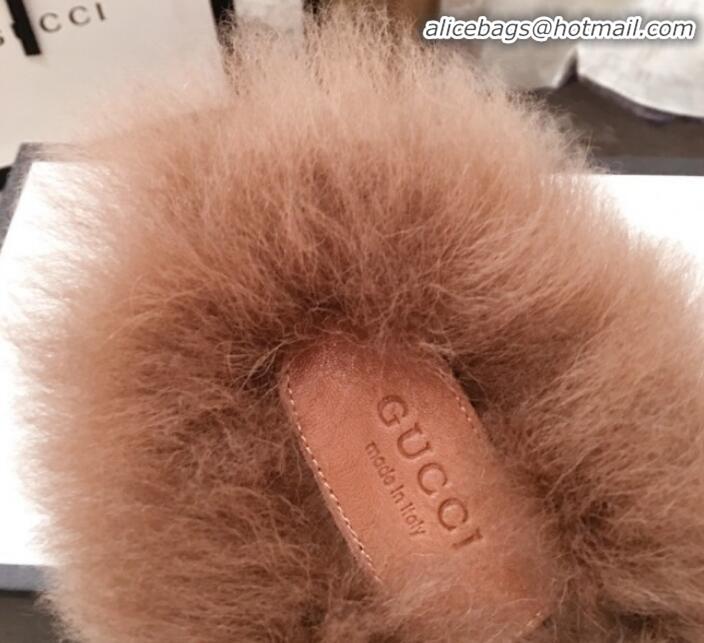 Trendy Design Gucci Curly Wool Fur Flat Slippers G12020 Pink