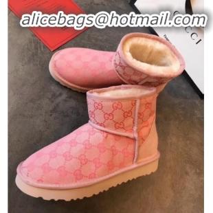 Popular Gucci x UGG GG Wool Tweed Flat Short Boots G21126 Pink 2020