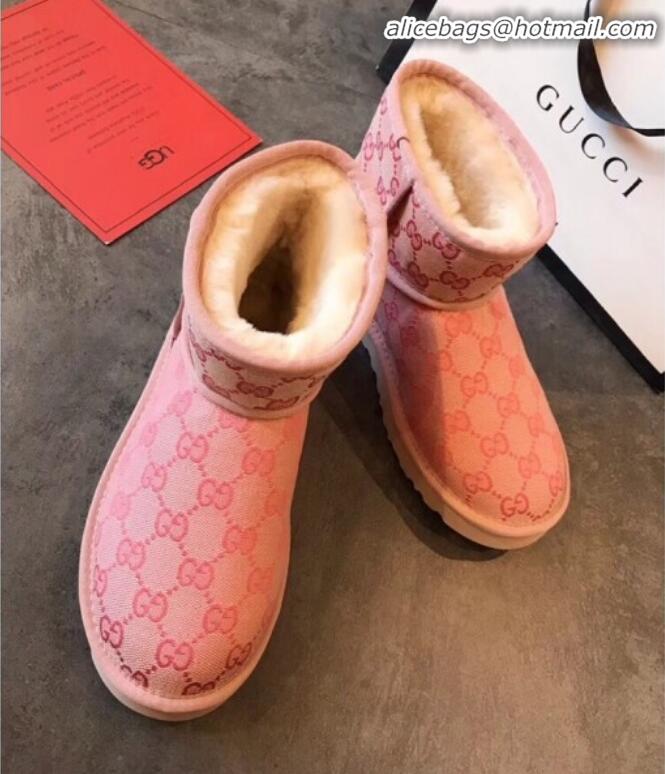 Popular Gucci x UGG GG Wool Tweed Flat Short Boots G21126 Pink 2020