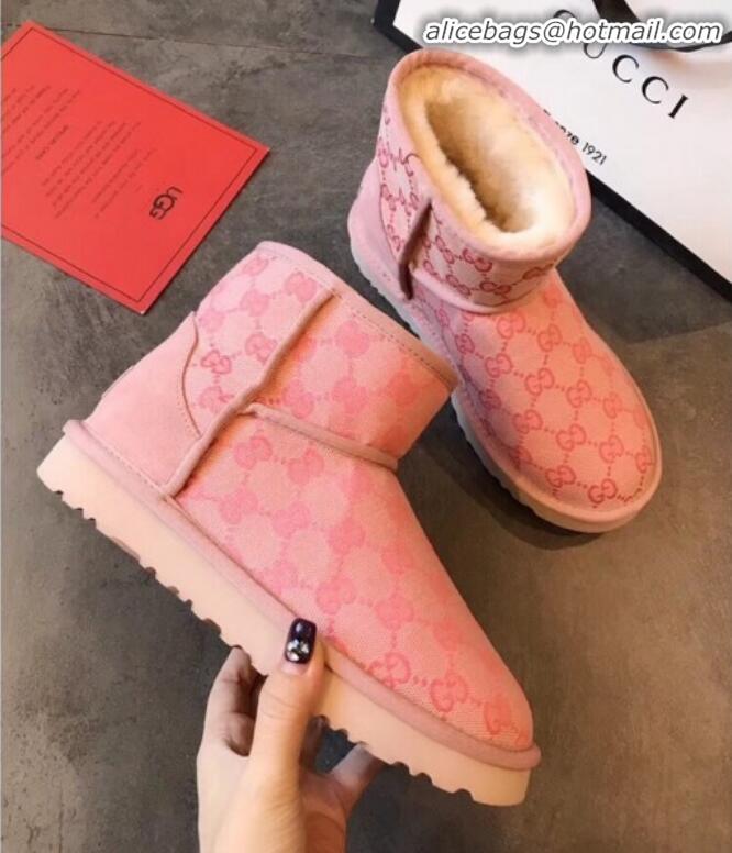 Popular Gucci x UGG GG Wool Tweed Flat Short Boots G21126 Pink 2020