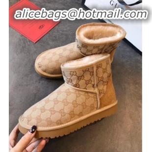 Top Sale Gucci x UGG GG Wool Tweed Flat Short Boots G21126 Beige 2020