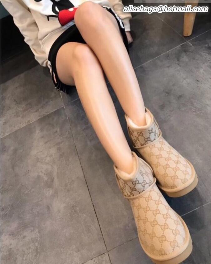 Top Sale Gucci x UGG GG Wool Tweed Flat Short Boots G21126 Beige 2020