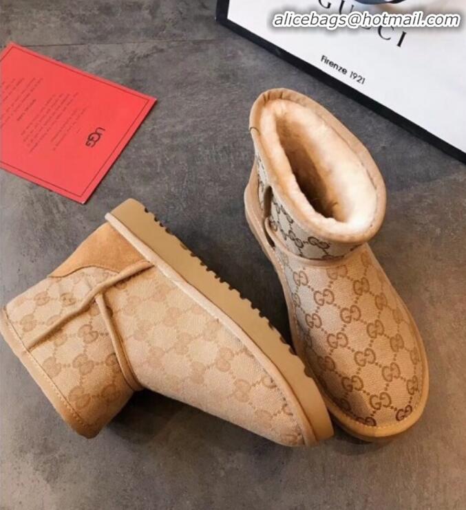 Top Sale Gucci x UGG GG Wool Tweed Flat Short Boots G21126 Beige 2020