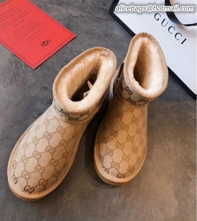 Top Sale Gucci x UGG GG Wool Tweed Flat Short Boots G21126 Beige 2020