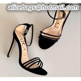 Custom Gucci Suede High-Heel Ankle Strap Sandal 551213 Black 2020