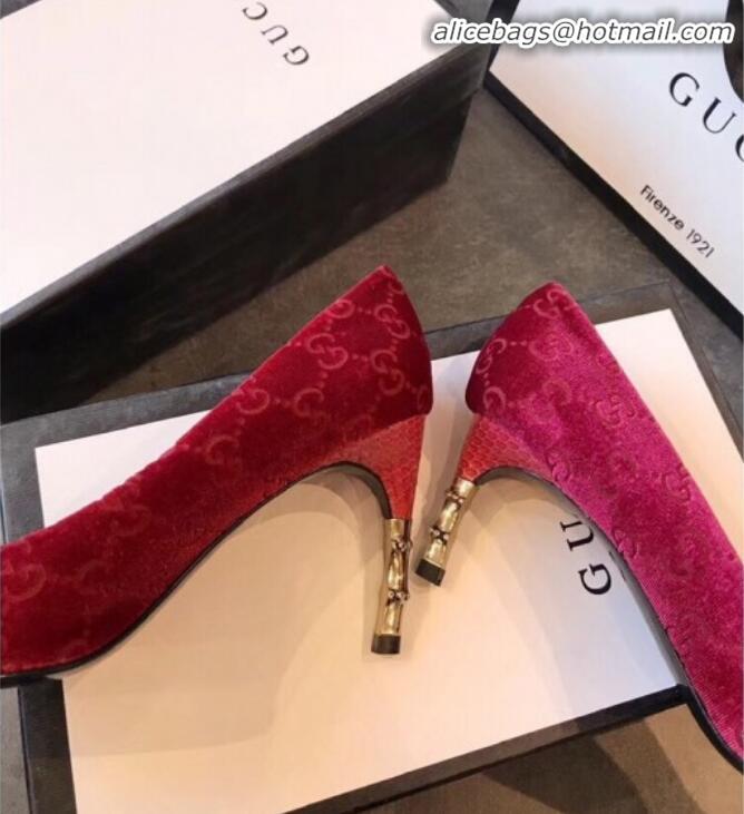 Super Quality Gucci GG Canvas Bamboo Heel Pumps G21613 Red 2020