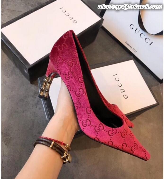 Super Quality Gucci GG Canvas Bamboo Heel Pumps G21613 Red 2020