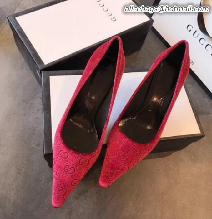 Super Quality Gucci GG Canvas Bamboo Heel Pumps G21613 Red 2020