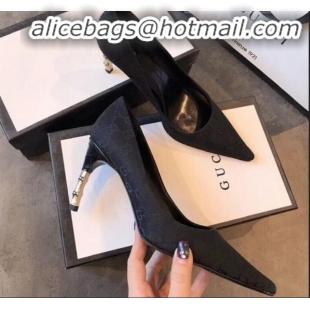 Elegant Gucci GG Canvas Bamboo Heel Pumps G21617 Black 2020