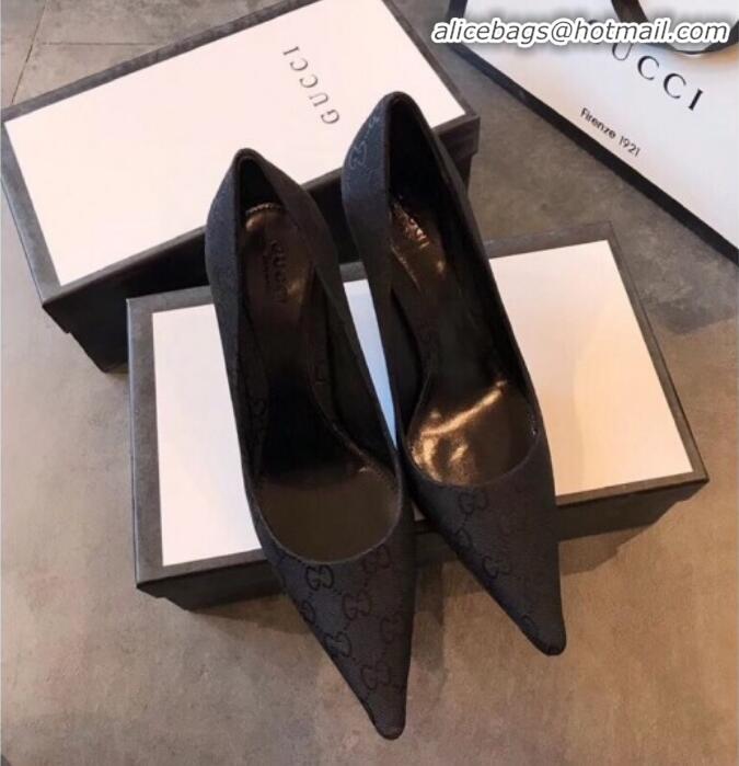 Elegant Gucci GG Canvas Bamboo Heel Pumps G21617 Black 2020