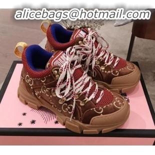 Best Price Gucci Flashtrek GG Suede Sneakers G21806 Brown 2020