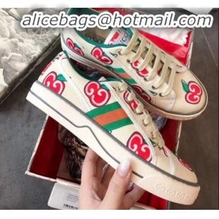 Discount Gucci Disney Apple Sneakers G23104 White/Green/Red 2020