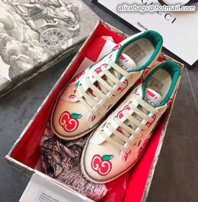 Discount Gucci Disney Apple Sneakers G23104 White/Green/Red 2020