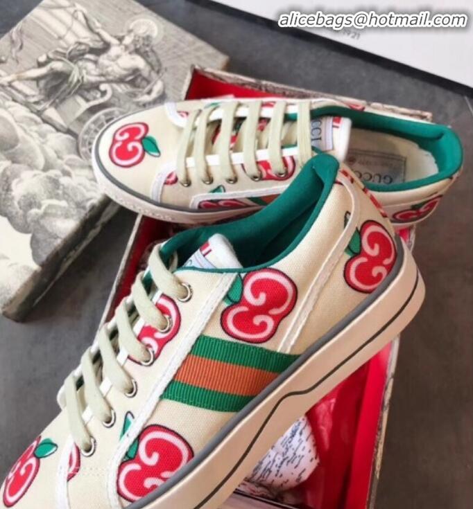 Discount Gucci Disney Apple Sneakers G23104 White/Green/Red 2020