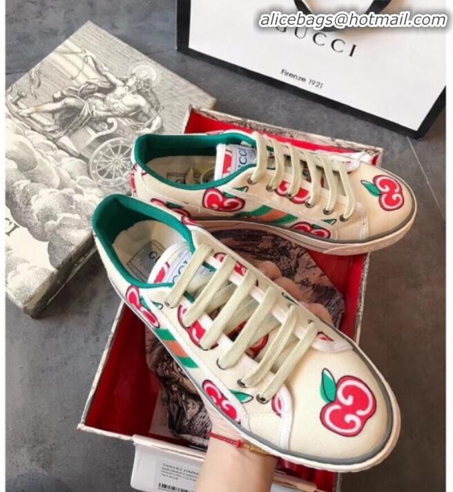 Discount Gucci Disney Apple Sneakers G23104 White/Green/Red 2020