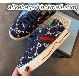 Grade Design Gucci Disney Embroidered Sneakers G23109 Navy Blue 2020