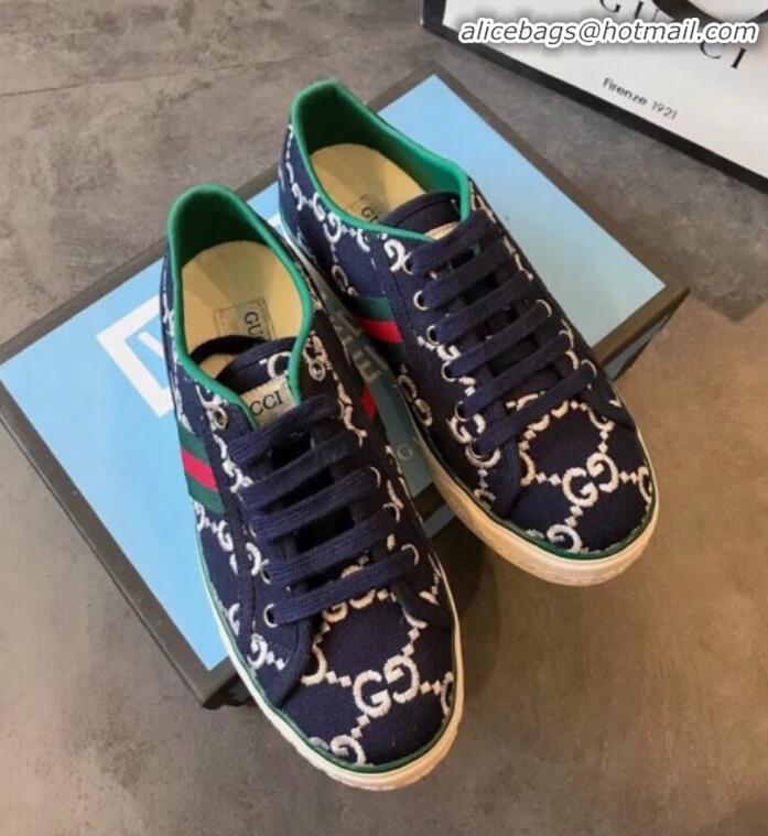 Grade Design Gucci Disney Embroidered Sneakers G23109 Navy Blue 2020