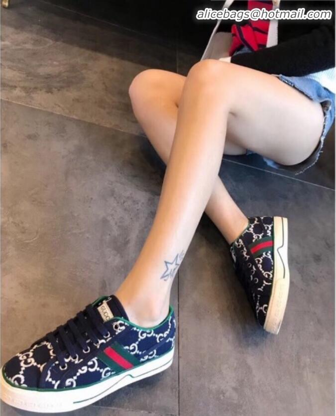 Grade Design Gucci Disney Embroidered Sneakers G23109 Navy Blue 2020