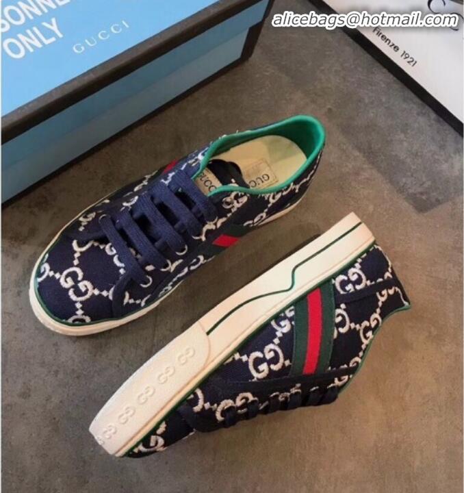 Grade Design Gucci Disney Embroidered Sneakers G23109 Navy Blue 2020