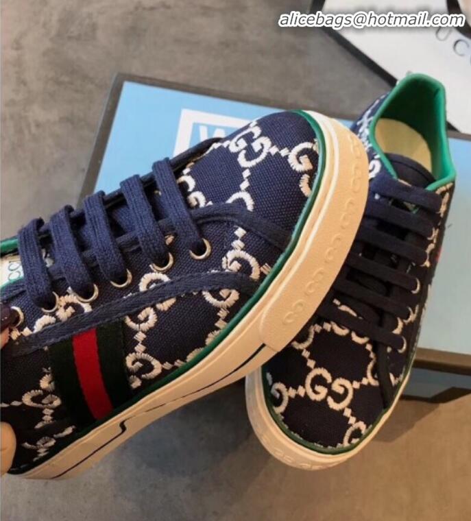 Grade Design Gucci Disney Embroidered Sneakers G23109 Navy Blue 2020