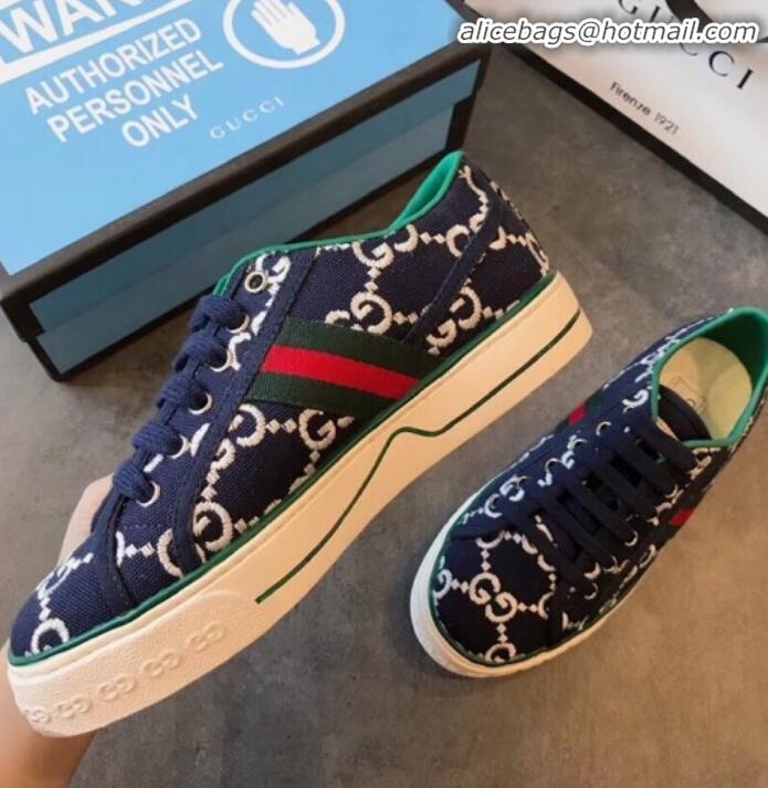 Grade Design Gucci Disney Embroidered Sneakers G23109 Navy Blue 2020