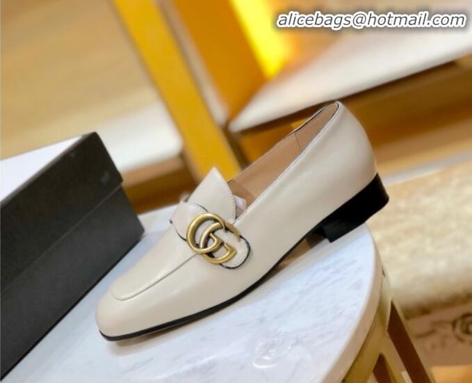 Discount Gucci Leather Double G Loafer 602496 White 2020 