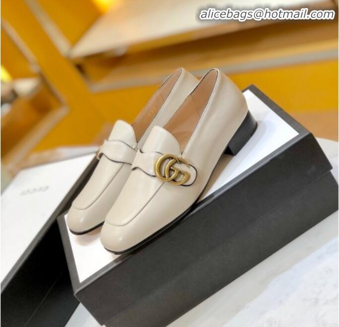 Discount Gucci Leather Double G Loafer 602496 White 2020 