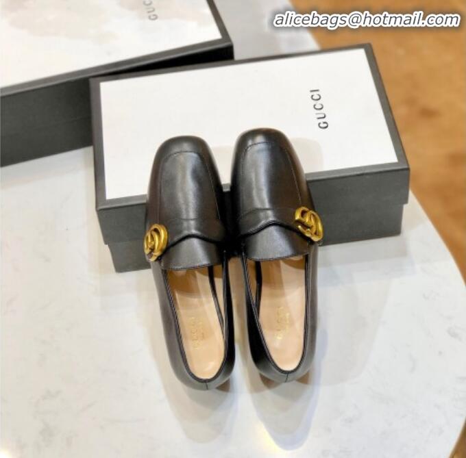 Fashion Luxury Gucci Leather Double G Loafer 602496 Black 2020 