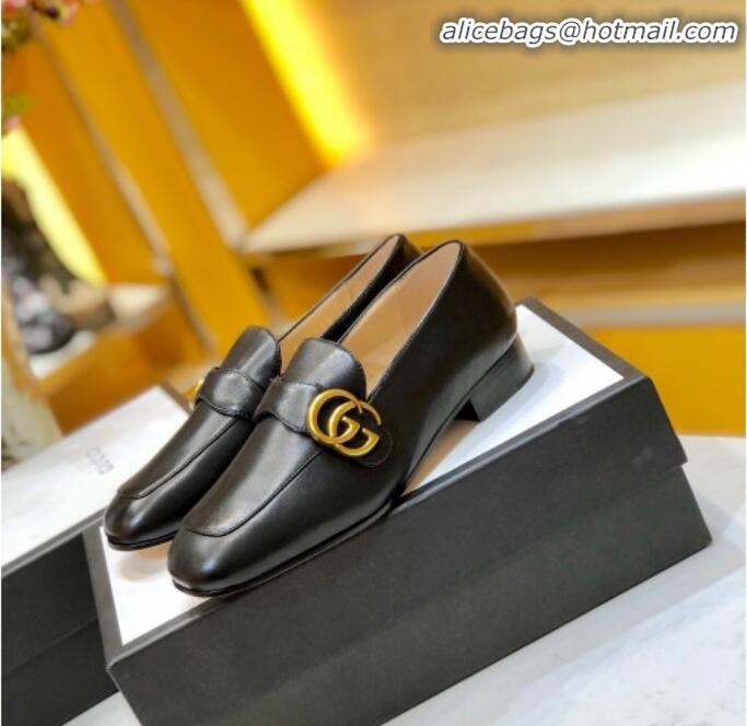 Fashion Luxury Gucci Leather Double G Loafer 602496 Black 2020 