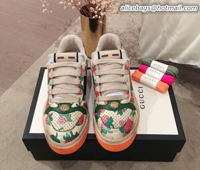 Top Design Gucci Screener Strawberry Print Low-top Sneaker G11601 2020