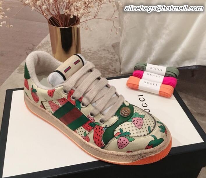 Top Design Gucci Screener Strawberry Print Low-top Sneaker G11601 2020