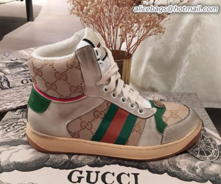 Lowest Price Gucci Screener GG High-top Sneaker G11605 Green 2020