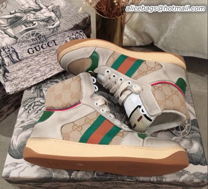 Lowest Price Gucci Screener GG High-top Sneaker G11605 Green 2020