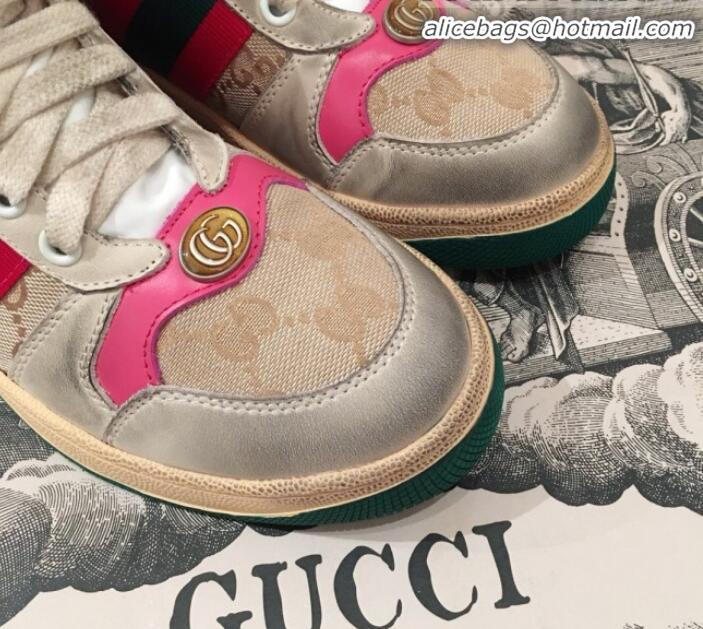 Luxury Cheap Gucci Screener GG High-top Sneaker 11606 Pink 2020