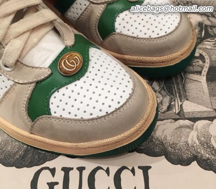 Discount Gucci Screener Perforated Leather High-top Sneaker G11608 Green 2020