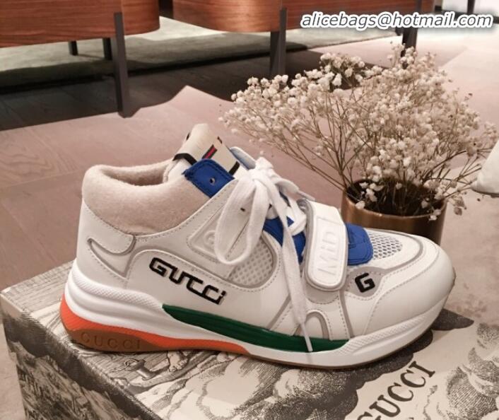 Stylish Gucci Ultrapace Suede and Mesh Mid-top Sneakers G11610 White 2020