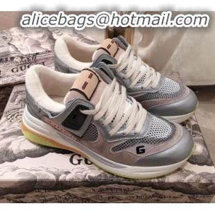 Best Price Gucci Ultrapace Leather and Mesh Low-top Sneakers G11610 Silver 2020