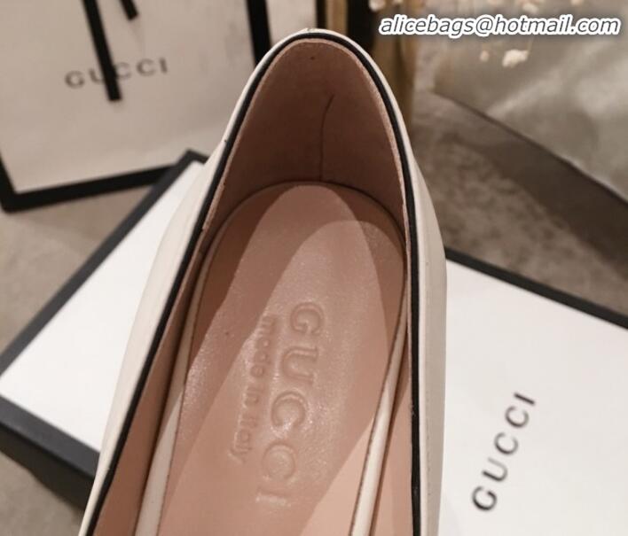 Unique Imitation Gucci Leather GG Fringe Pumps 408208 White 2020