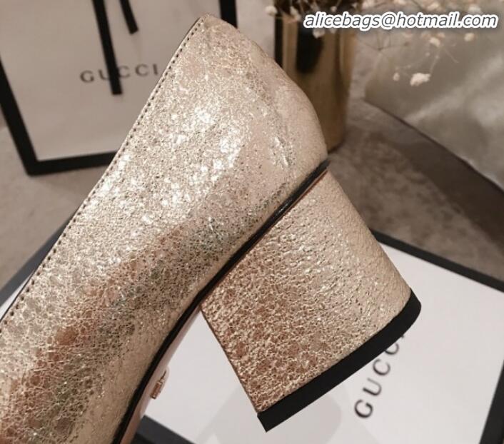 Stylish Gucci Leather GG Fringe Pumps 408208 Gold 2020