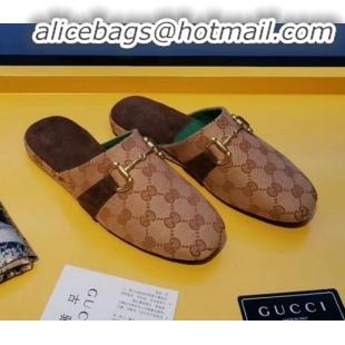 Good Looking Gucci Horsebit GG Canvas Flat Mules Slippers G22807 Beige 2020