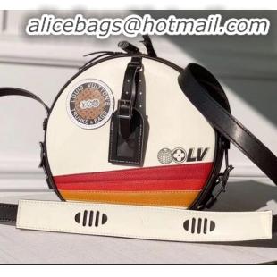 Discount Louis Vuitton Boite Chapeau Souple Sporty Stripe and Patch Round Shoulder Bag M55653 White 2020