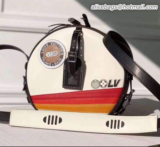 Discount Louis Vuitton Boite Chapeau Souple Sporty Stripe and Patch Round Shoulder Bag M55653 White 2020