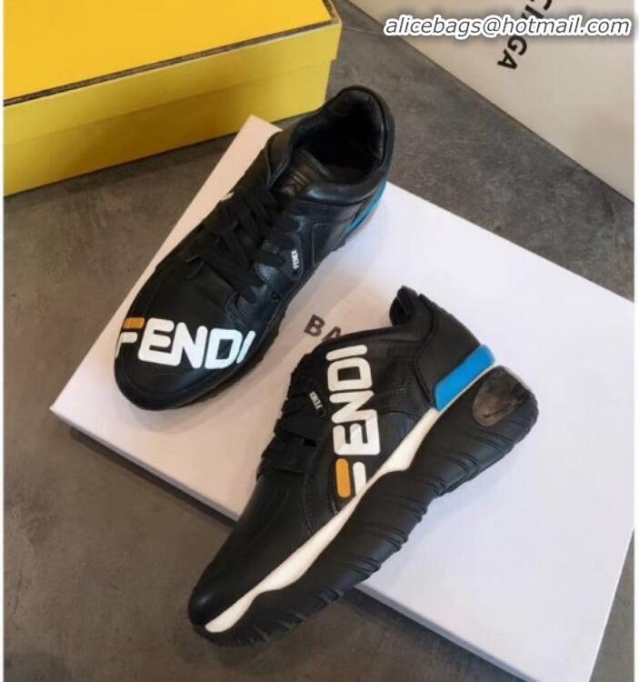 Good Quality Fendi Leather Sneaker with Fendi Mania Print For Women/Men G22418 Black