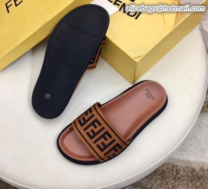 Luxury Fendi Fabric Slides G10324 Brown