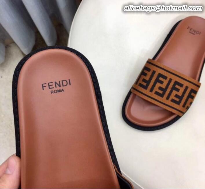 Luxury Fendi Fabric Slides G10324 Brown