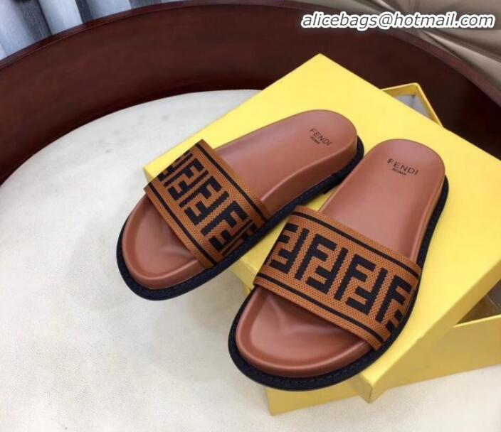 Luxury Fendi Fabric Slides G10324 Brown