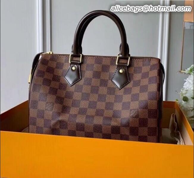 Shop Duplicate Louis Vuitton Damier Ebene Canvas Speedy 25 Top Handle Bag N41365 2020