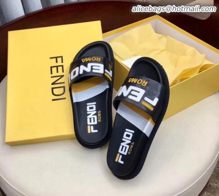 Top Design Fendi Glazed Fabric Slides G10325 Black