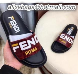 Cheap Price Fendi Glazed Fabric Slides G10325 Burgundy