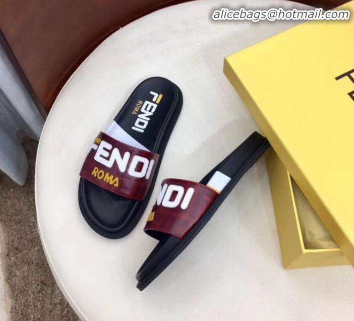 Cheap Price Fendi Glazed Fabric Slides G10325 Burgundy